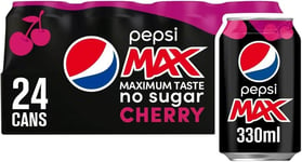 Pepsi Max Cherry Cola 330ml Soft Drink, Pack of 24 Cans