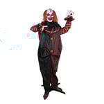 Animerad dubbla huvuden clown 180 cm Halloween dekoration med ljudsensor 23033