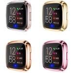 Upeak Screen Protector Compatible with Fitbit Versa 2 Screen Protector Only,[4 Pack] TPU Overall Protective Cover Case Scratch-Proof Bumper Compatible with Versa 2, Clear/Rose Gold/Pink/Gold