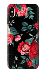 Rose Floral Pattern Black Case Cover For iPhone XS Max