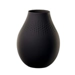 Villeroy & Boch Collier Noir Vase Perle No. 2, 16x16x20 cm, Premium Porcelain, Black
