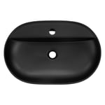 ML-Design Keramisk diskbänk i matt svart 60 x 40 x 12 cm, oval