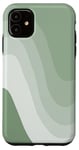 Coque pour iPhone 11 Vert sauge abstrait arc-en-ciel tourbillon esthétique