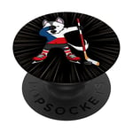 Dabbing Husky Dog Czech Republic Ice Hockey Fans Jersey Art PopSockets Swappable PopGrip