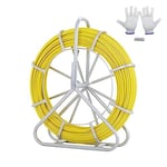 VEVOR Fishtape Wire Puller - Barre de traction de câble en fibre de verre - 200 m - 6,35 mm - Avec support de rouleau en acier - 3 têtes de traction - Outils de pêche pour murs et lignes électriques -
