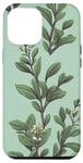 iPhone 14 Plus Leaves Botanical Flower Plant Line Art Sage Green Case