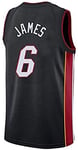 NBA Men's Basketball Jerseys - NBA Miami Heat # 6 LeBron James Basketball Fan Uniform Cool Breathable Fabric Vest T-shirt,Black,X-Large