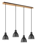 Trio, Suspension, Henley 4xE27, max.40,0 W Corps: Métal, noir mat L:115,0cm, L:18,0cm, H:150,0cm, Ø:18,0cm IP20,Sans illuminant,Réglable en hauteur