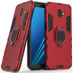 Compatible Avec Galaxy J6+ 2018 Coque, Anneau De Support Téléphone Voiture Magnétique Bague 360 Étui De Protection Pour Samsung Galaxy J6 Plus Rouge