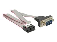 Delock - Seriell Kabel - 9-Stifts Seriell Kontakt (Hona) Till Db-9 (Hane) Kan Monteras På Panel - 25 Cm - Grå
