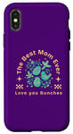 Coque pour iPhone X/XS Purple Loving Motherhood, la meilleure maman de tous les temps : fleurs et oiseaux