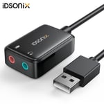 USB Sound Card External Audio Adapter 3.5mm Stereo Headset Mic for Laptop PC