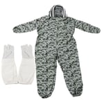 Combinaison d'apiculture une piece a double fermeture eclair, vetements de protection pour apiculteur avec gants (1 paire de gants XXL, combinaison d'apiculture XXL)
