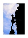 Wee Blue Coo Sport Photo Rock Climbing Silhouette Steep Cliff Ascent Wall Art Print