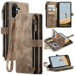 CaseMe Samsung Galaxy A56 Plåboksfodral med blixtlås, Brun