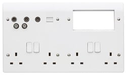 Mk K2740WHI 4g Double Pole 13A Combi Plate/Quad/TV/BT