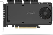 Šakotuvas Icy Dock Mobile Rack Adapteris Card 4-Bay M.2 Nvme Ssd Zu Pcie 4.0 X 16