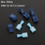 30sets Cable Connector Wire Quick Splicing Terminal Blue
