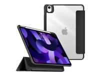 eSTUFF Boston - Flip Cover för surfplatta - polyuretan, polykarbonat, termoplastisk polyuretan (TPU) - svart, transparent - för Apple 10,9-tums iPad Air (4:e generationen, 5:e generationen)
