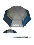 Sun Mountain H2No Dual Canopy Windproof Large Golf Umbrella - 68" (172Cm) Auto-Opening, Fibreglass Frame, Uv Protection - Navy/Grey