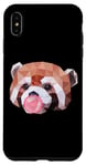 Coque pour iPhone XS Max Panda rouge mangeant des bulles de gomme, panda rouge polygonale
