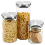 3 PCS Hermetic Air Tight Preserve Jars Glass Food Kitchen Storage Containers Set