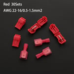 30sets Cable Connector Wire Quick Splicing Terminal Red