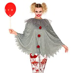 Widmann 48151 48151 Déguisement de clown horreur Poncho Joker Fête à thème Halloween Femme Multicolore Taille unique Convient à la plupart des adultes