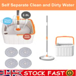 Spin Mop Set Self Separate Clean and Dirty Water w/ Bucket & 4 Replacement Pads