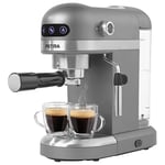 Petra PT5240 Espresso Coffee Machine, Single/Double Shot Espresso, Cappuccino & Latte, 15-Bar Italian Pressure Pump, Ground Coffee Compatible, 1.4L Water Tank, Compact, 1465W, Silver