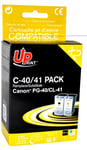 UPrint C-40/41 - Pack de 2 - noir, couleur (cyan, magenta, jaune) - compatible - remanufacturé - cartouche d'encre (alternative pour : Canon CL-41, Canon PG-40) - pour Canon FAX JX210; PIXMA iP1900, iP2600, MP140, MP190, MP210, MP220, MP470, MX300, MX31