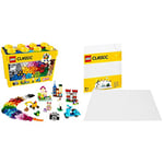 LEGO Classic Boîte de briques créatives deluxe, Set de construction, rangement de jouets & Classic La plaque de base blanche - Plaque carrée de 32 x 32 tenons pour fans des jouets de construction LEGO