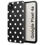 ZhuoFan Google Pixel 4a Case, Ultra Slim Phone Cases Cover Silicone Black Matt with Pattern Design Shockproof Soft Gel TPU Back Cover Bumper Skin for Google Pixel 4a [5.81"], White Polka Dot