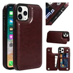 Compatible with iPhone 12 Wallet Case (iPhone 12/6.1 Inches, Brown)