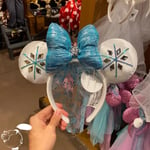 Disney Parks Frozen Princess Elsa White Blue Veil Minnie Mouse Ears Headband