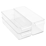 3 PCS Clear Fridge Storage Box Stacking Container Rack Holder Space Saving Tray Set for Fruits Vegetable Food