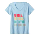 Womens Aurelia The Man The Myth The Legend Funny Man Gift Aurelia V-Neck T-Shirt