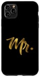 Coque pour iPhone 11 Pro Max Expression unique de trait de pinceau doré élégant