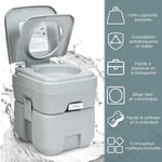 COSTWAY WC Chimique Portable Toilette Seche - 20L en HDPE pour Camping Car,Caravane et Hôpital Charge Max. : 100 kg Gris