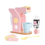 KidKraft Pastel Toy Coffee Maker with Capsules, Accessory for Kids' Kitchen, Wooden Toy Kitchen Appliance Set for Kids, Play Kitchen Accessories, Kids' Toys, 63380