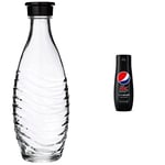 sodastream Lot de 2 Carafes en Verre pour Machine à Eau Pétillante Crystal, Transparentes, Compatibles Lave-Vaisselle, 2 x 0.6 L & Concentré Pepsi Max, 440ml