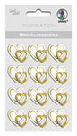 Ursus 56900002F Lot de 12 Mini Accessoires décoratifs Motif cœurs Blanc/doré