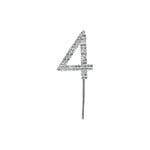 Cake Star Diamante Silver Cake Number, Sparkling Numbers 0-9 on Strong Metal Wire, Baking Decorations for Celebrating a Birthday or Anniversary, Better than Candles, Give Cakes a Personal Touch - Clear 4