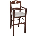 Chaise en Bois Noyer Sombre Avec Siège En Cuir Artificiel Gris Claire