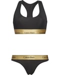 Calvin Klein Bralette Set W Black/Gold Ground (Storlek S)
