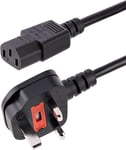 3M  Kettle Lead UK Mains Power Plug to C13 straight Cable Cord Monitor TV Blck