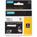 Dymo Rhino 4200 Dymo Rhino Permanent Polyester Label Sort på Hvit 6mm (5.5m) 1805442 (Kan sendes i brev) 50109951