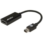 ACCELL UltraAV, MiniDP till HDMI-adapter, 3D, 4K, 0,2m, svart