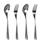 Titanium Kitchen Cutlery Set, Spoon and Fork Set of 4,Tibitdeer Ultra Lightweight (Ti) Flatware Silverware Set for Dinners - Mirror Polished & Dishwasher Safe - Classic & Simple Design