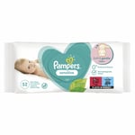 52 x Pampers Baby Wipes Sensitive, Soft and Gentle, Plant-based, Fragrance Free